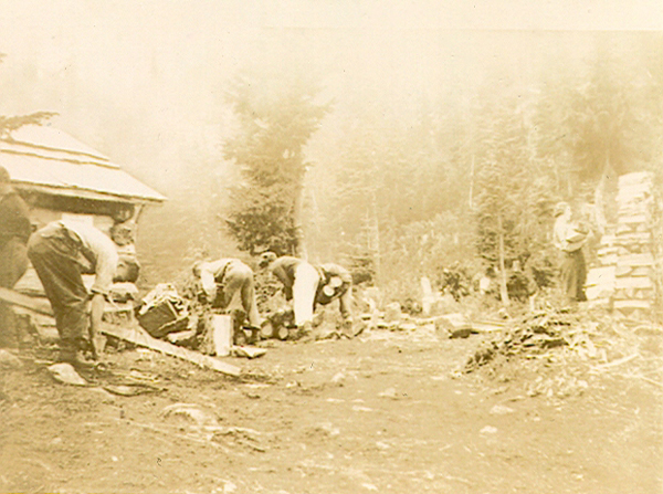 Chores around the Mt. Becher cabin in preparation for winter