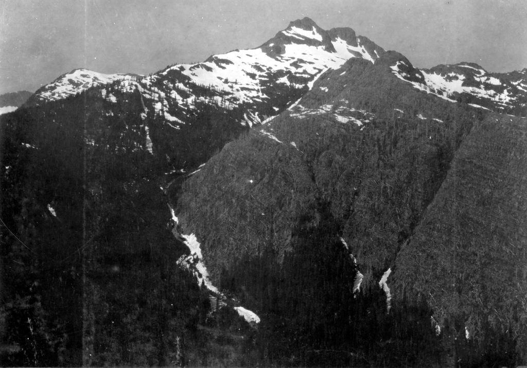 View of Crown Mountain from near Mt. Flannigan 1910.