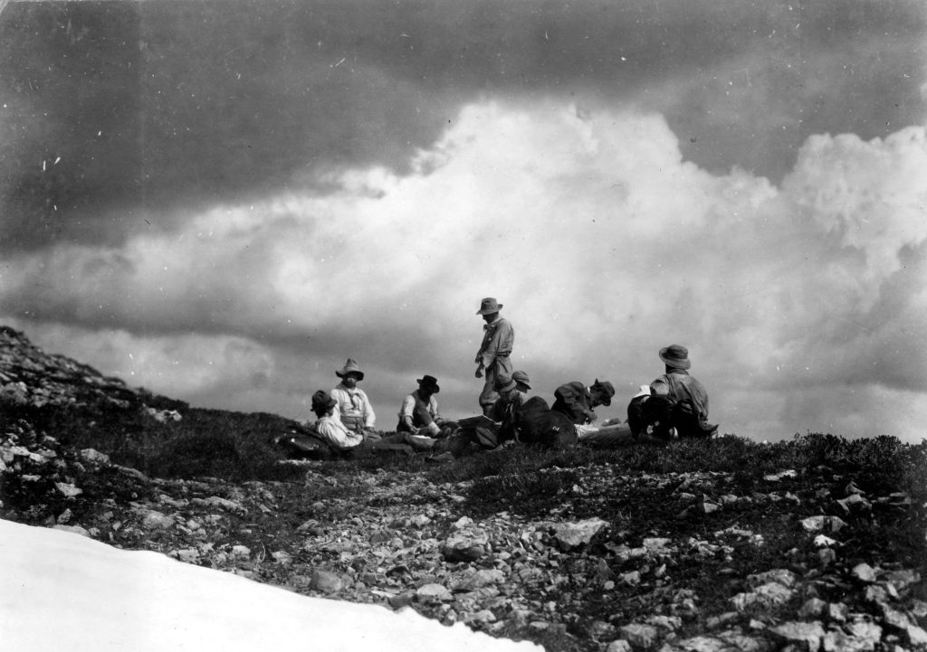 Sitting on Price Pass at the head of Price Creek 1910.